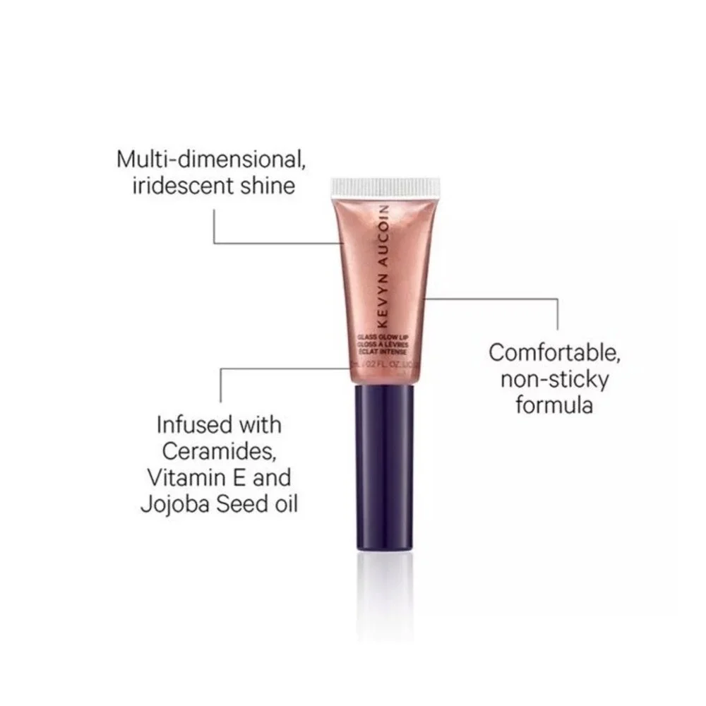 NEW Kevyn Aucoin Glass Glow Lip Gloss Crystal Clear Iridescent High Shine 0.27oz